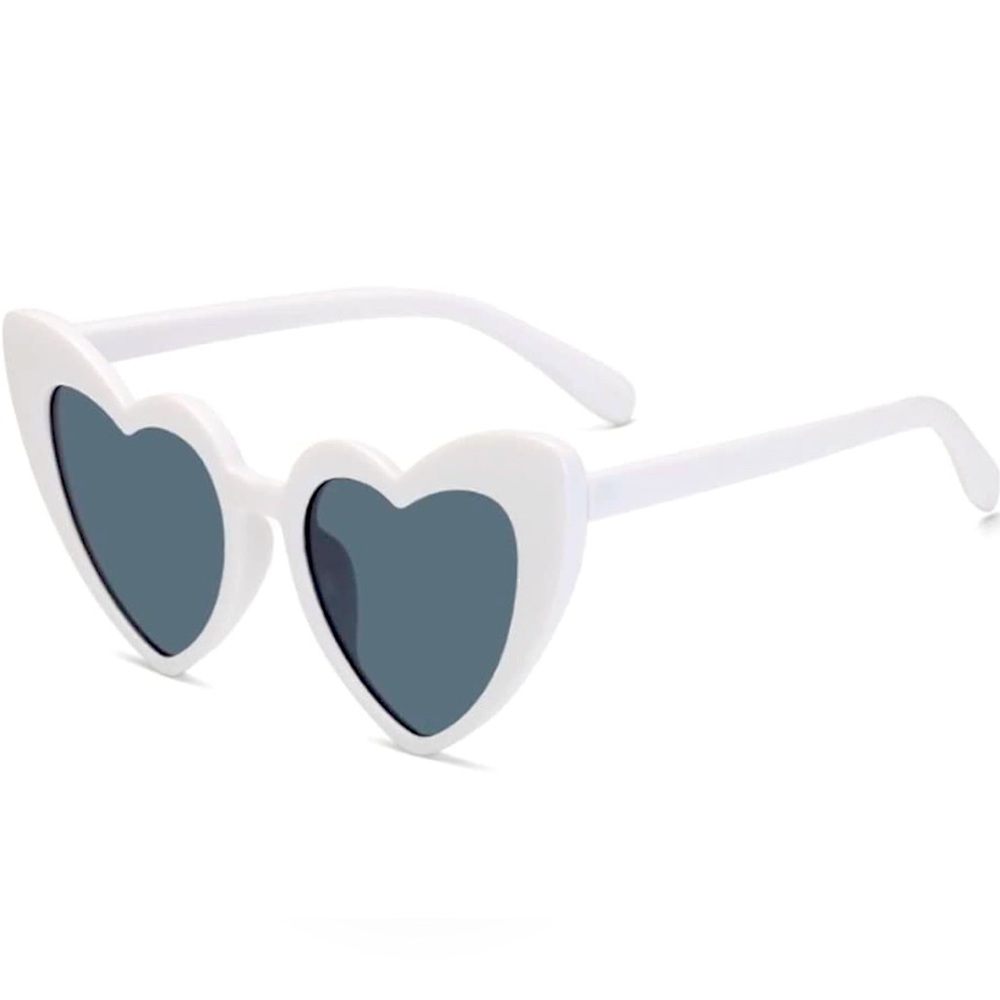 Heart Shaped Sunglasses Love Vintage Cat Eye Mod Style Retro Glasses White
